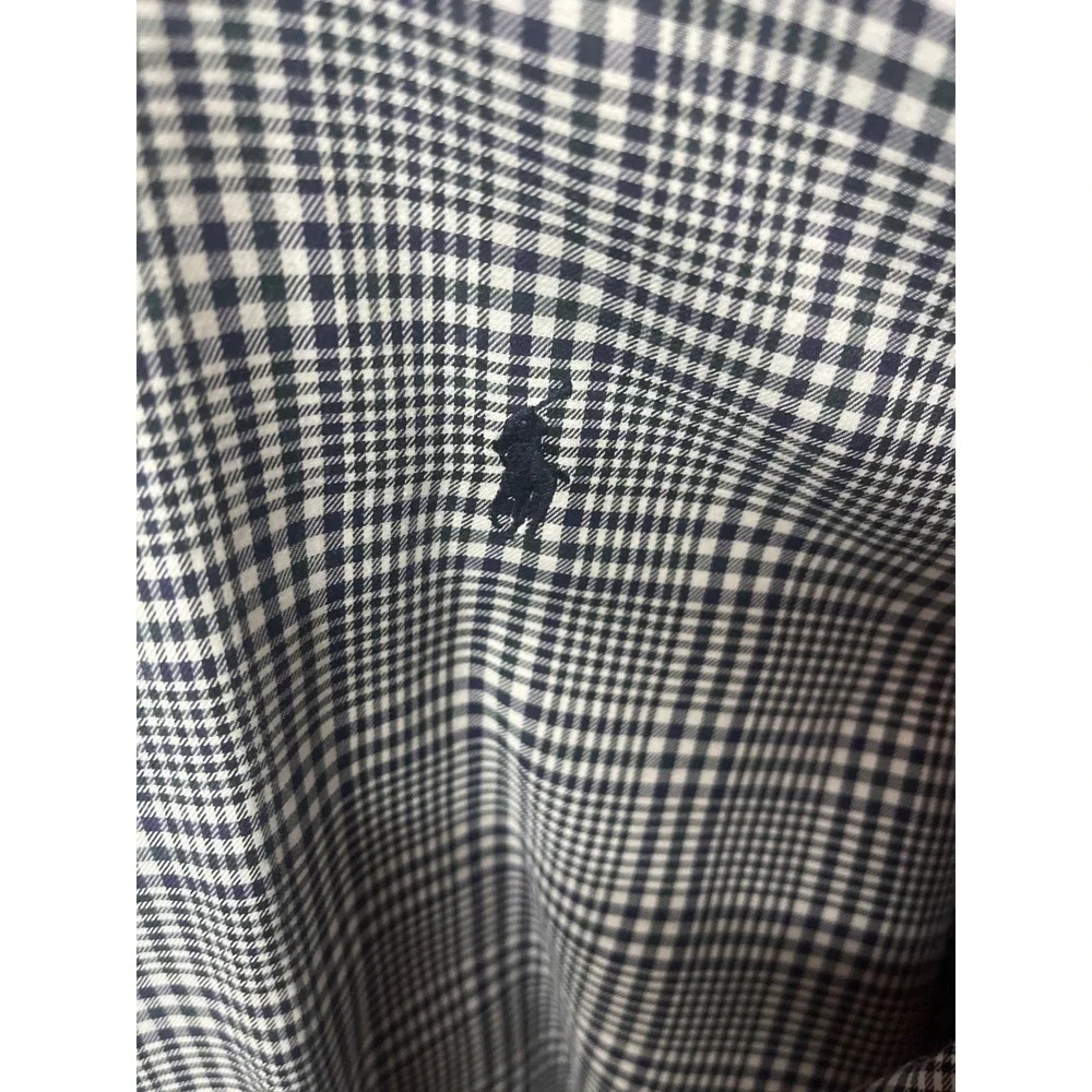 Ralph Lauren Blake Mens Large Blue White Glen Plaid Cotton Button Down Shirt - Picture 3 of 6